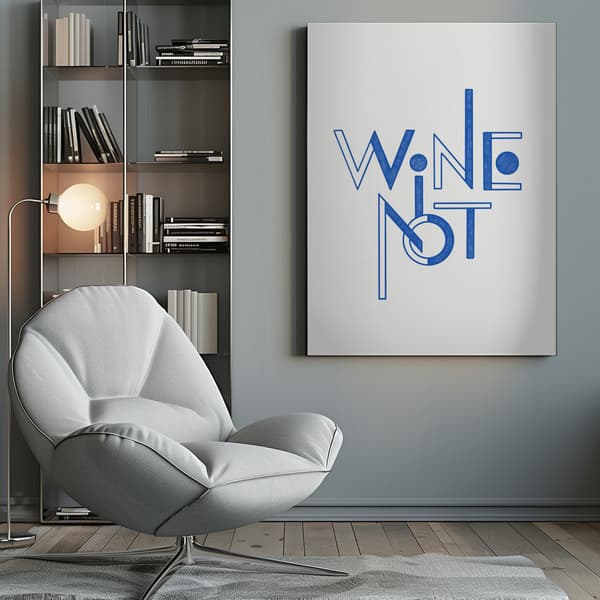 Wine Not hand-drawn text &amp; quote Canvastavla 50x70 cm