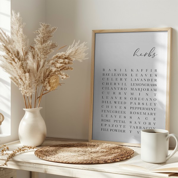 List of herbs Poster 30x40 cm