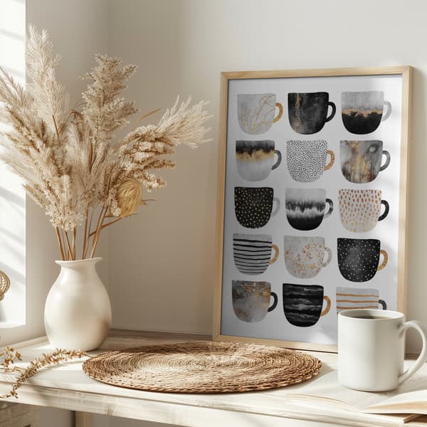Pretty Coffee Cups Poster 30x40 cm
