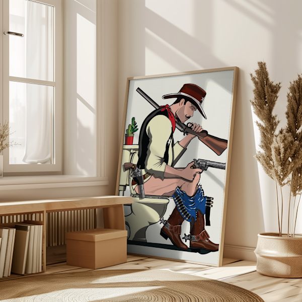 Cowboy On the Toilet Poster 50x70 cm