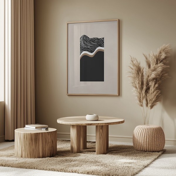 White Wave Art No.2 Poster 50x70 cm