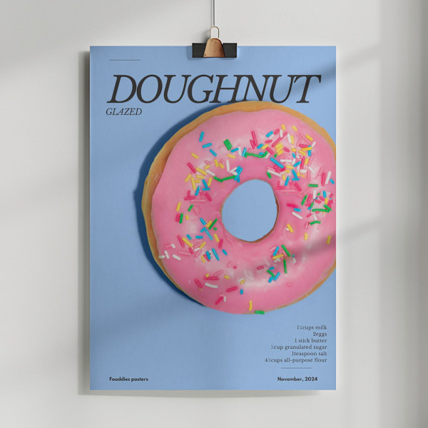 Pink Glaze Doughnut Poster 50x70 cm