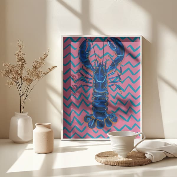 Lobster On Zigzag Poster 30x40 cm