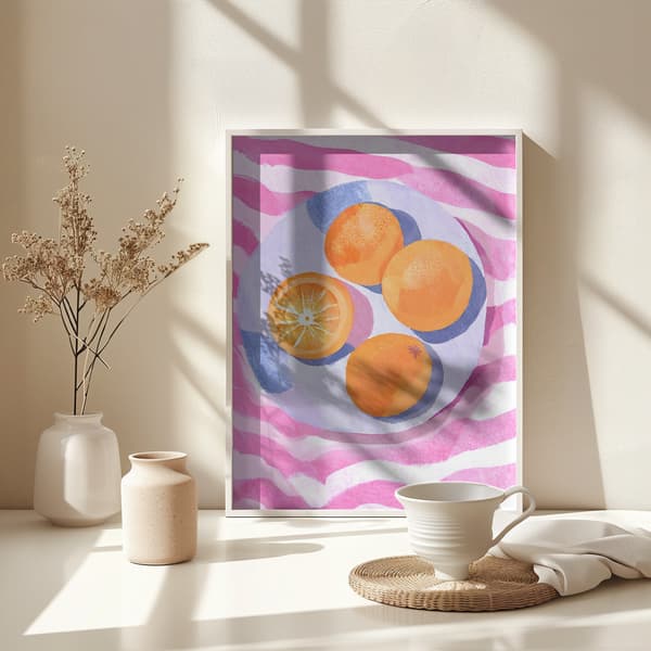 Orangen auf Teller Poster 30x40 cm