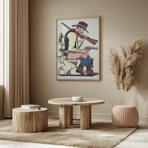 Cowboy On the Toilet Poster 50x70 cm