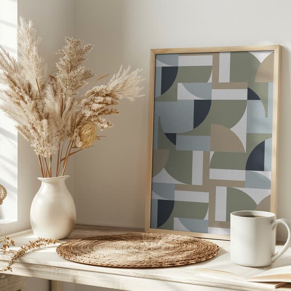 Futuristic Bauhaus Polygons Beige Poster 30x40 cm
