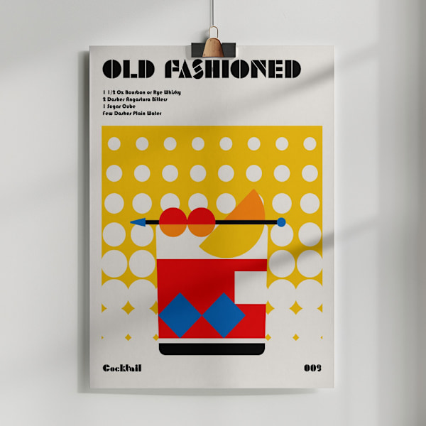 Old Fashioned Bauhaus Cocktail Poster 50x70 cm