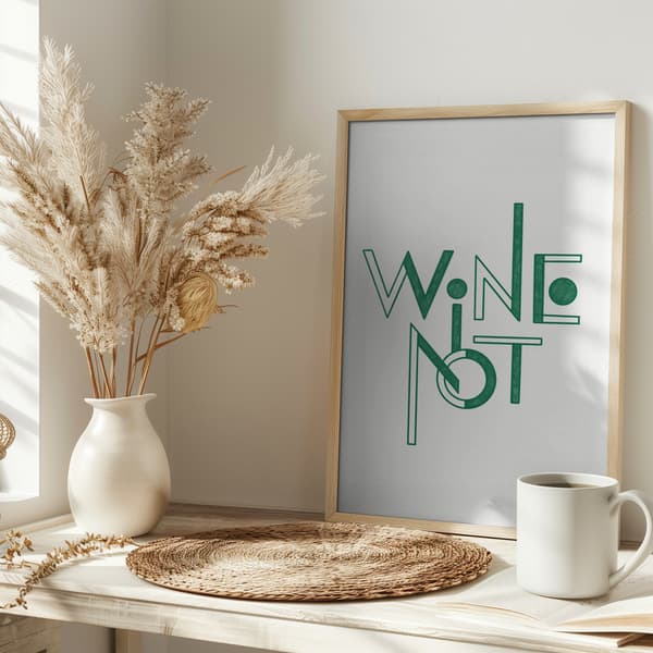 Wine Not hand-drawn text &amp; quote Poster 30x40 cm