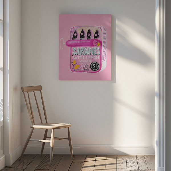 Sardines Tin Can Pink Canvastavla 30x40 cm