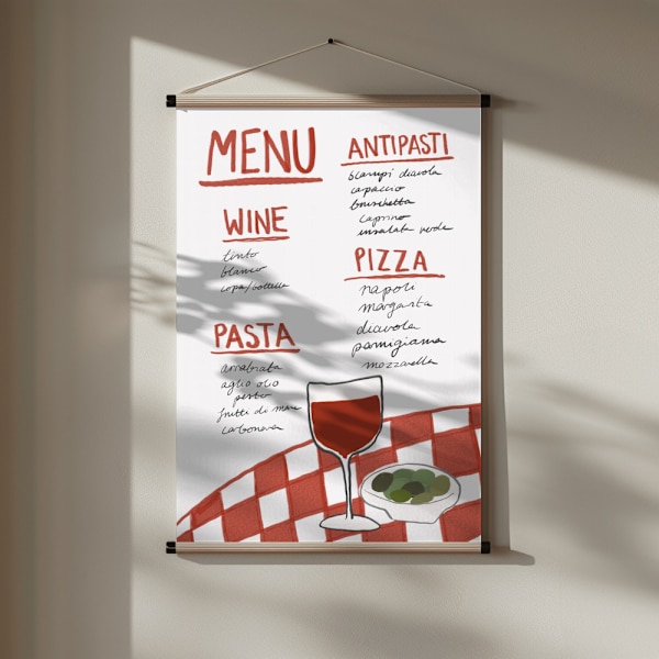 Italian Menu Poster 30x40 cm