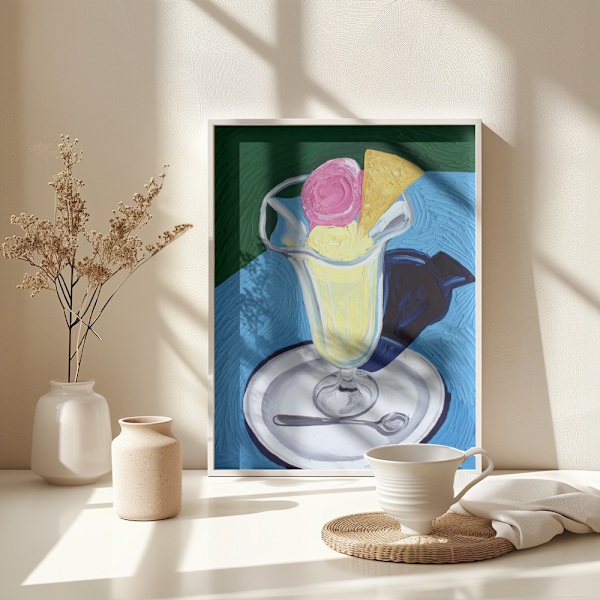 Raspberry and Vanilla Ice Cream Poster 30x40 cm