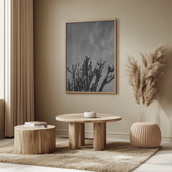 Monochrome Cactus Sky Poster 50x70 cm