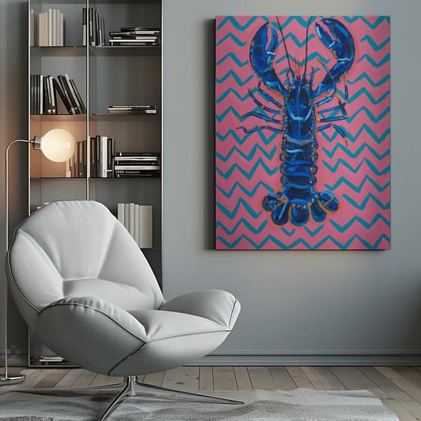 Lobster On Zigzag Canvastavla 50x70 cm