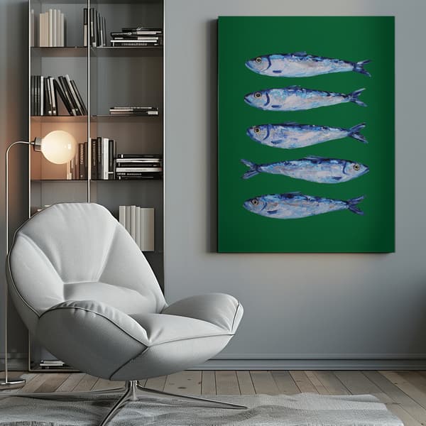 Sardines Forest Green Canvastavla 50x70 cm