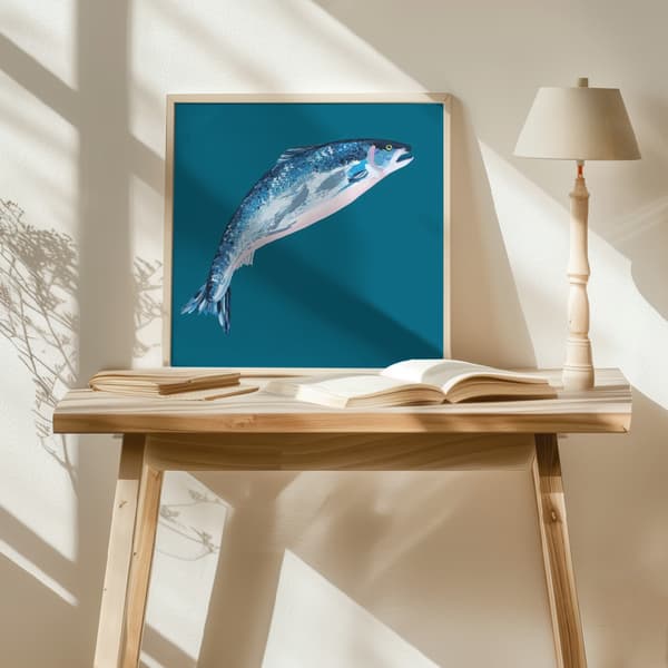 Leaping Salmon Poster 50x50 cm
