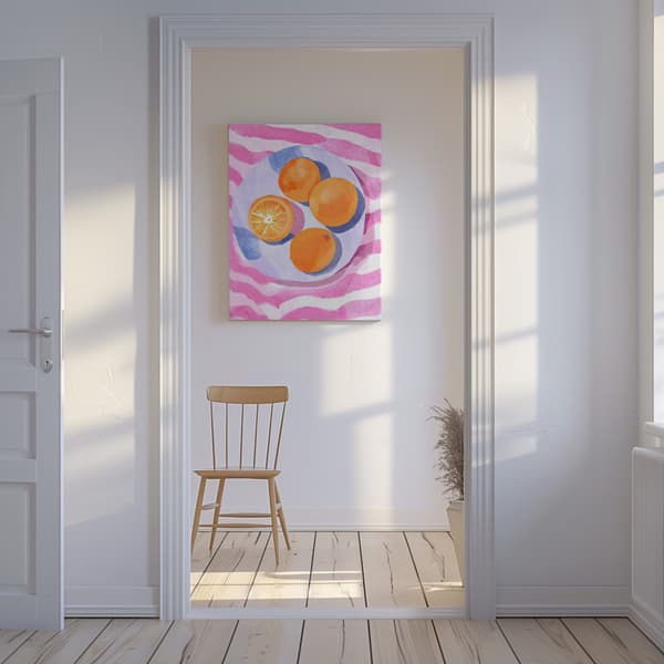 Orangen auf Teller Canvastavla 50x70 cm