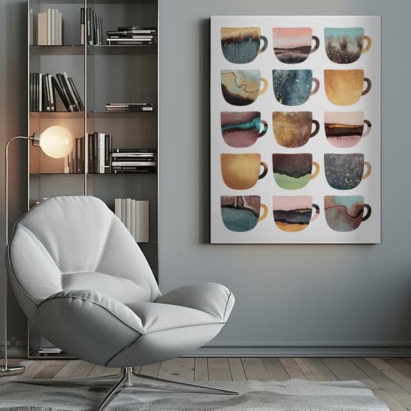 Earthy Coffee Cups Canvastavla 50x70 cm