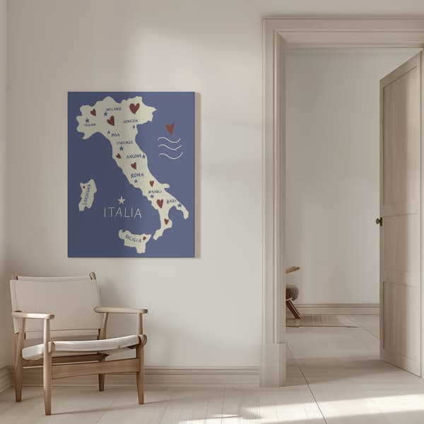 Italiy Map Canvastavla 50x70 cm