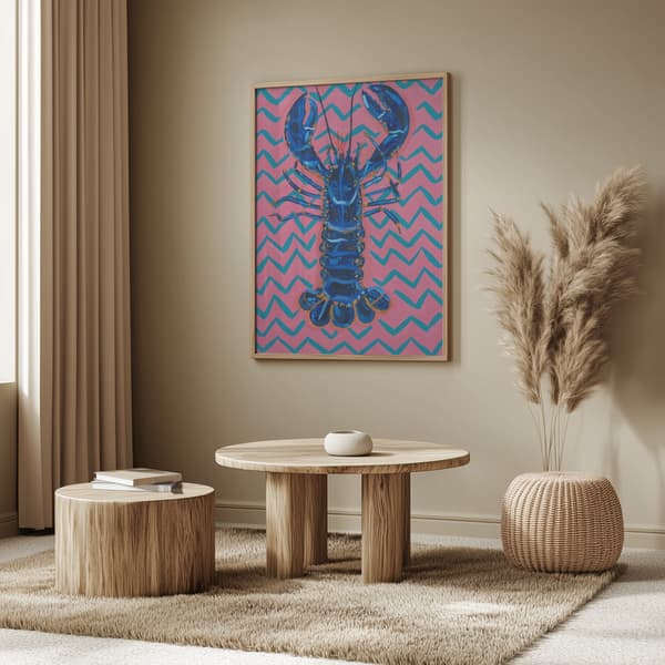 Lobster On Zigzag Poster 50x70 cm