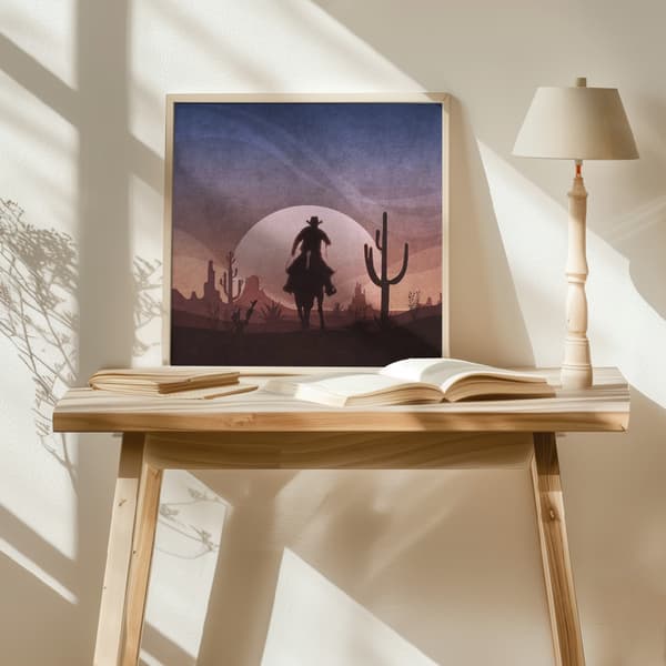 Cowboy Sunset Poster 50x50 cm