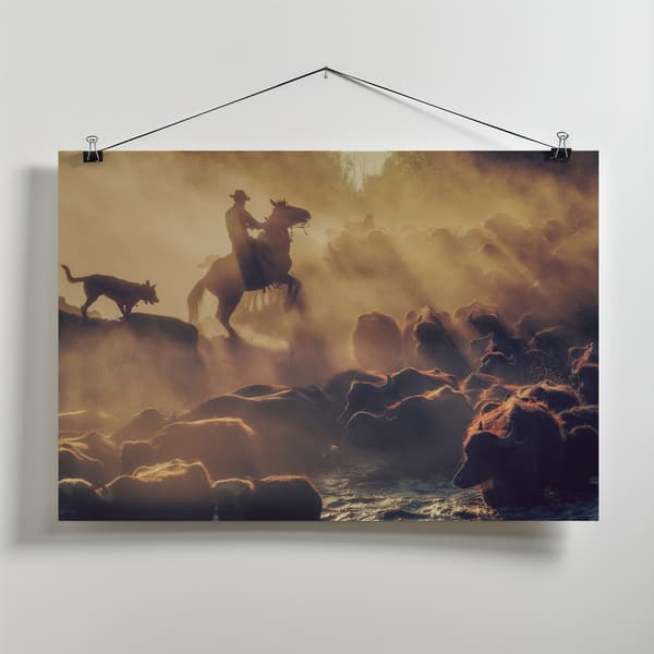 The buffalo shepherd Canvastavla 40x30 cm