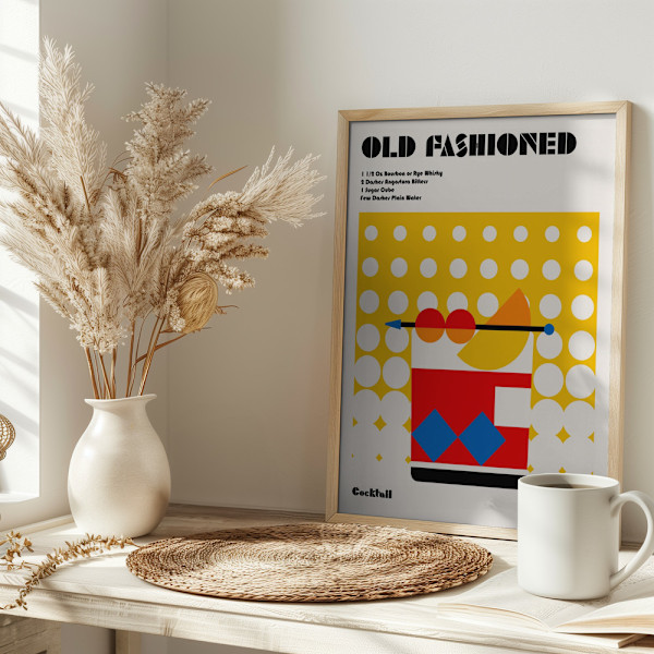 Old Fashioned Bauhaus Cocktail Poster 30x40 cm