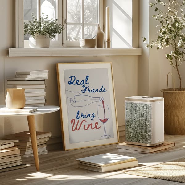 Real friends bring wine Poster 50x70 cm