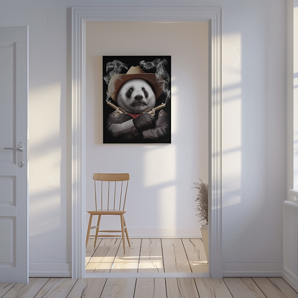 panda crossgun Canvastavla 50x70 cm