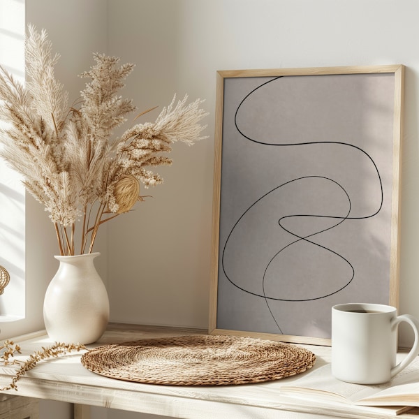 Minimal line art abstract drawing 02 Poster 30x40 cm