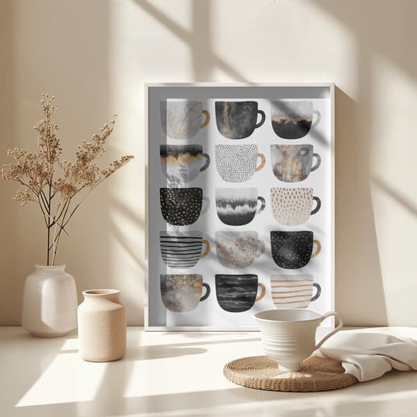 Pretty Coffee Cups Poster 30x40 cm