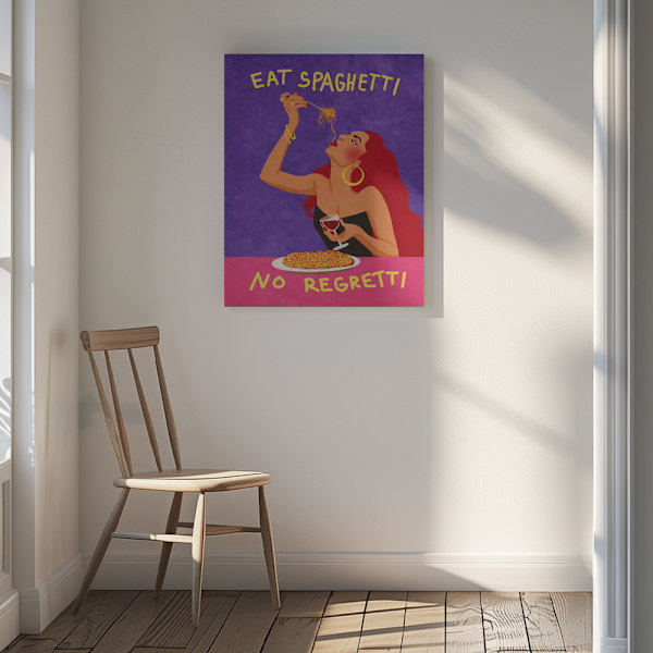 Eat spaghetti no regretti Canvastavla 30x40 cm