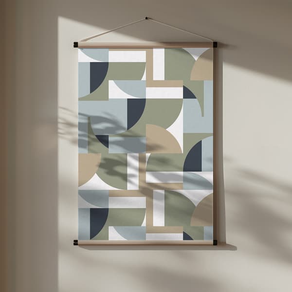 Futuristic Bauhaus Polygons Beige Poster 30x40 cm
