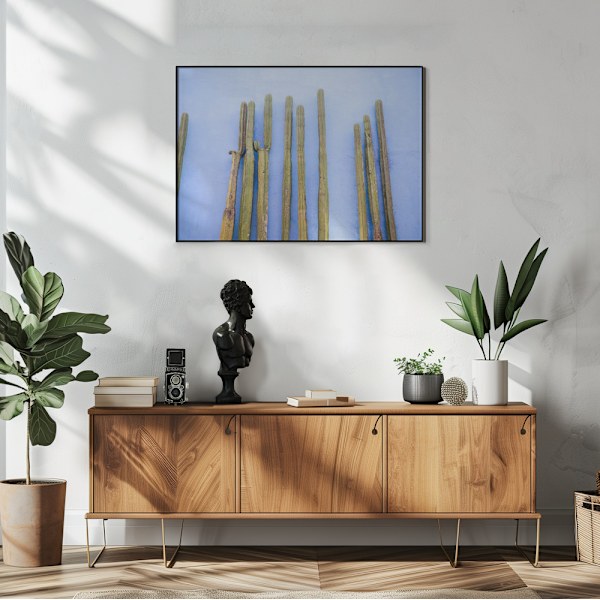 Tall Cacti on Blue | Oaxaca Mexico Travel Poster 40x30 cm