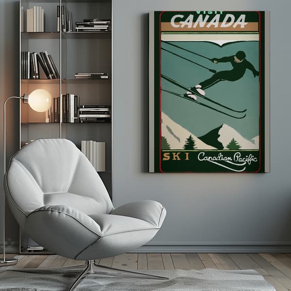 Vintage Ski Canada Poster Canvastavla 50x70 cm