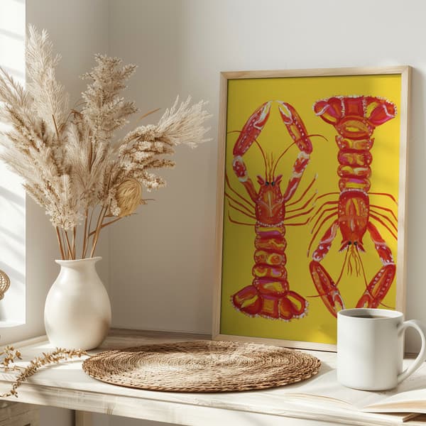 Langoustines On Yellow Poster 30x40 cm