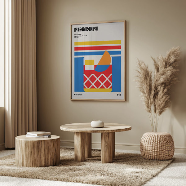 Negroni Bauhaus Cocktail Poster 50x70 cm