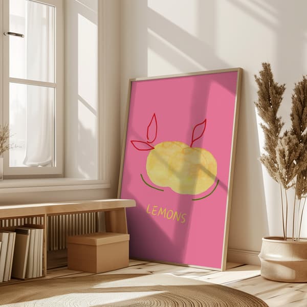 Lemons in Pink Poster 50x70 cm
