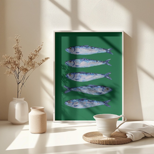 Sardines Forest Green Poster 30x40 cm