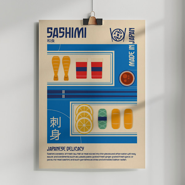 Sashimi Japanese Food Print Poster 50x70 cm