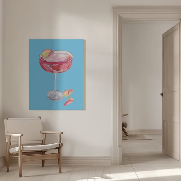 Sparkling Rose Gin Cocktail Canvastavla 50x70 cm