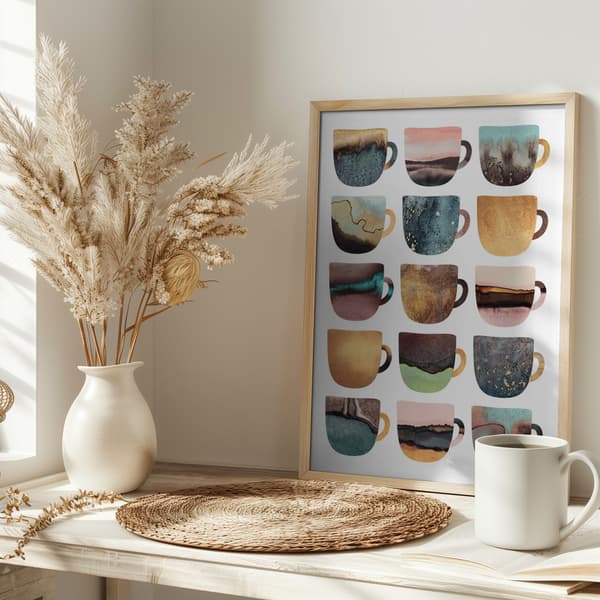 Earthy Coffee Cups Poster 30x40 cm