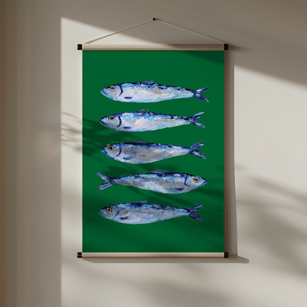 Sardines Forest Green Poster 30x40 cm