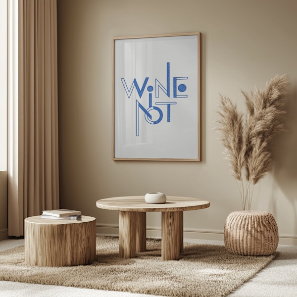 Wine Not hand-drawn text &amp; quote Poster 50x70 cm