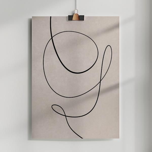 Minimal line art abstract drawing 01 Poster 50x70 cm