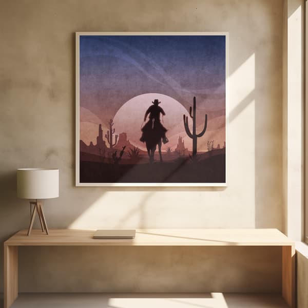 Cowboy Sunset Poster 50x50 cm