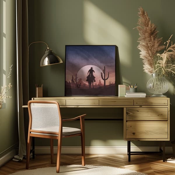 Cowboy Sunset Poster 50x50 cm