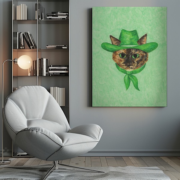 Tilly The Cowgirl Tortie Cat Canvastavla 50x70 cm