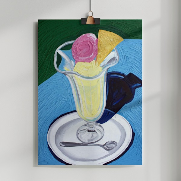 Raspberry and Vanilla Ice Cream Poster 50x70 cm