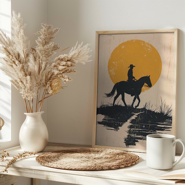 Cowboy In the Sunset Poster 30x40 cm