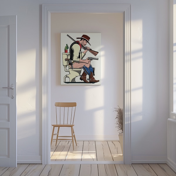 Cowboy On the Toilet Canvastavla 50x70 cm